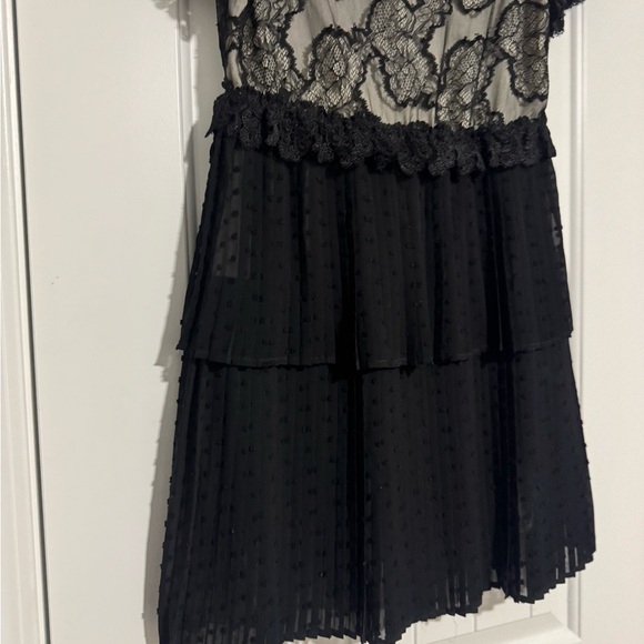 Anthropologie Foxiedox Mini Dress Maisie Black Tiered Goth Lace Crochet  Small - Picture 3 of 7